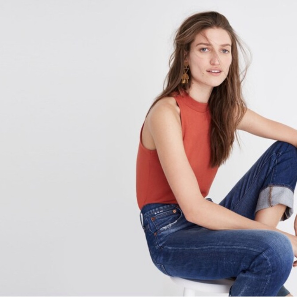 MADEWELL Mockneck Shirttail Tank Top Sleeveless XS 0 - Picture 5 of 9
